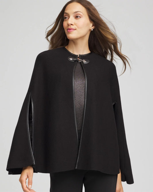 Faux Leather Trim Cape - Chico's