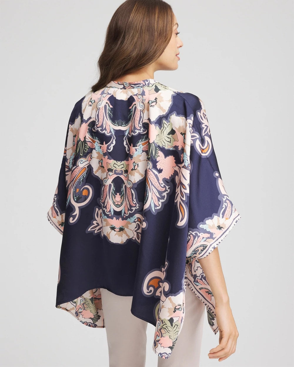 Collarless Floral-Paisley Poncho - Chico's