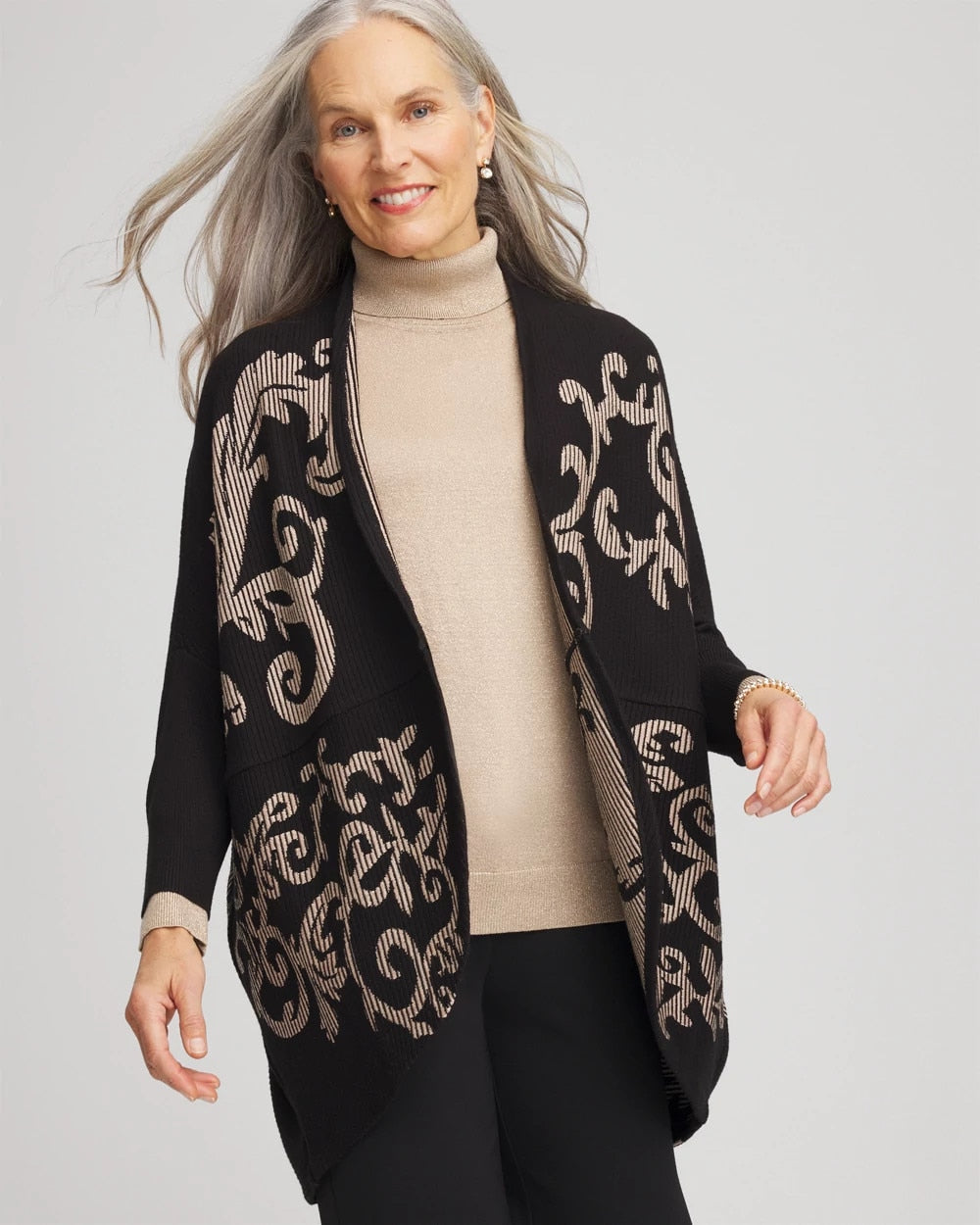 Ottoman Jacquard Cocoon Cardigan - Chico's