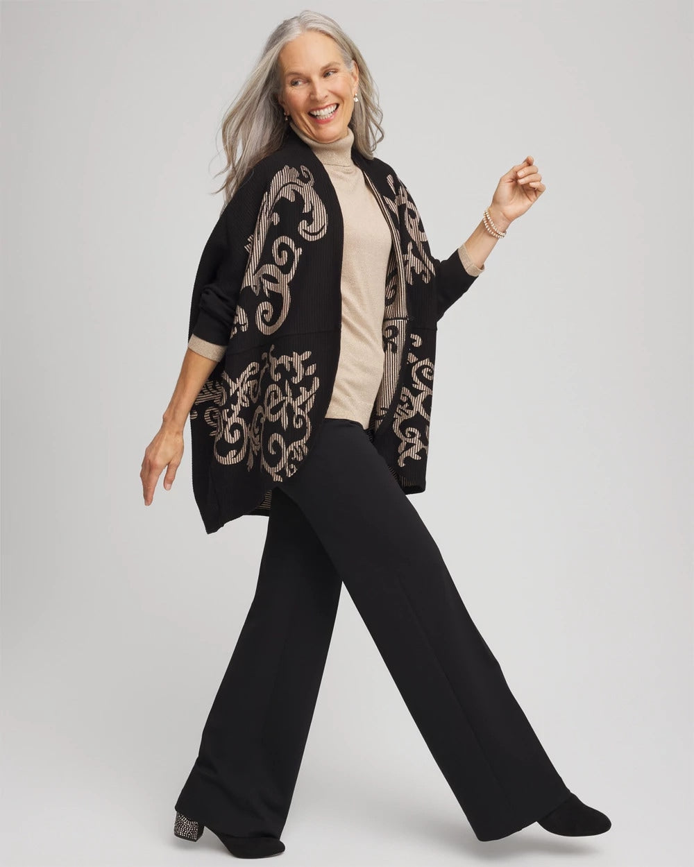 Ottoman Jacquard Cocoon Cardigan - Chico's