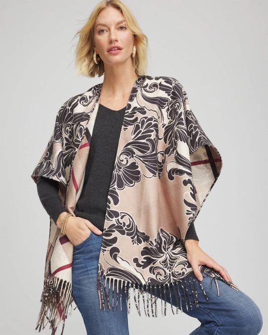 Reversible Printed Fringe Ruana - Chico's