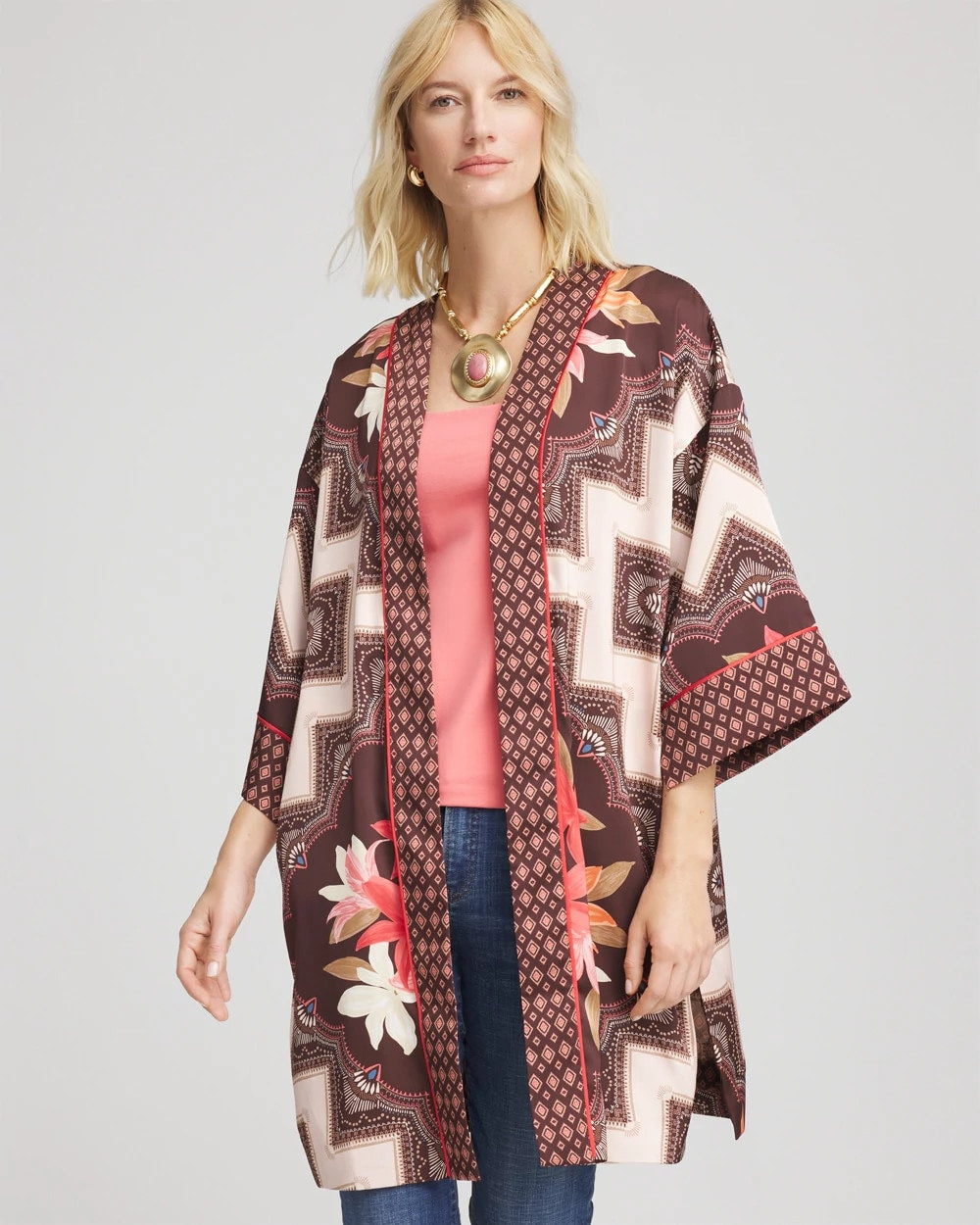 Long Mixed-Print Kimono - Chico's