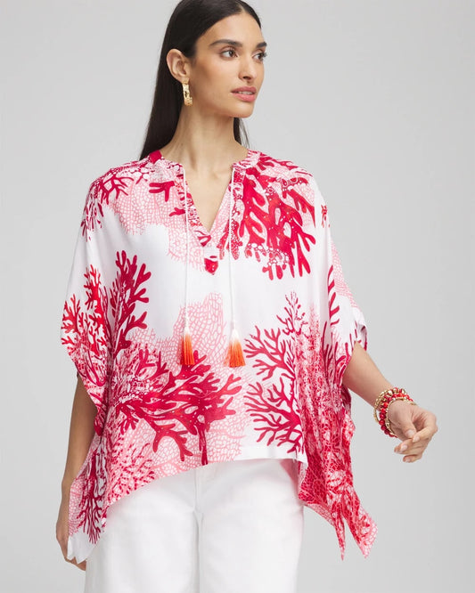 Coral Reef Motif Poncho - Chico's