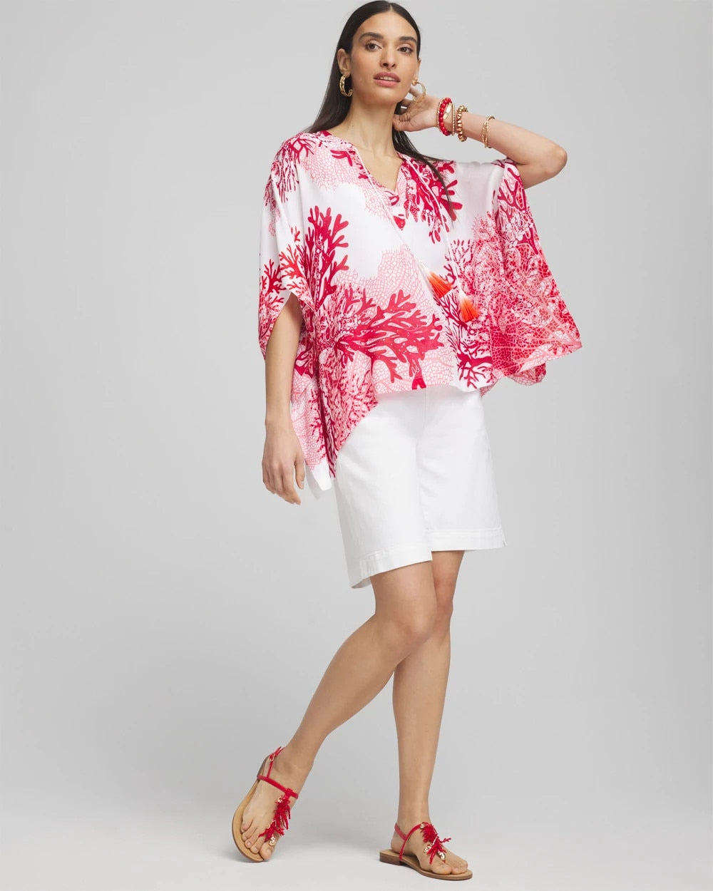 Coral Reef Motif Poncho - Chico's