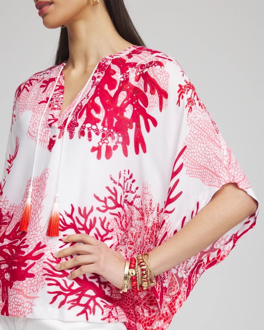 Coral Reef Motif Poncho - Chico's
