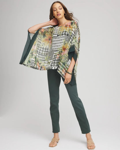 Printed Crinkle-Chiffon Pullover Poncho - Chico's