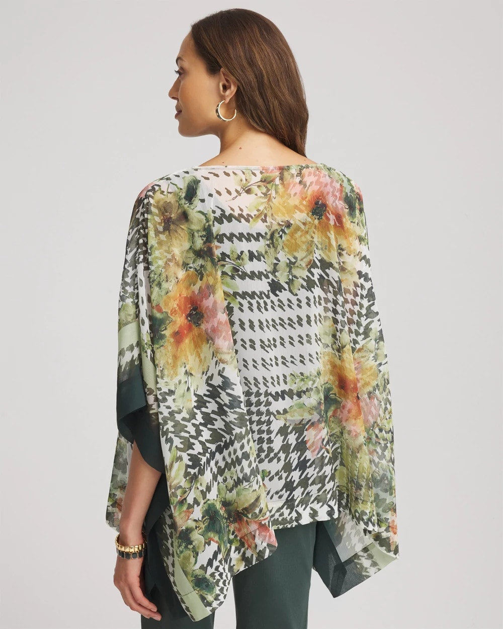 Printed Crinkle-Chiffon Pullover Poncho - Chico's