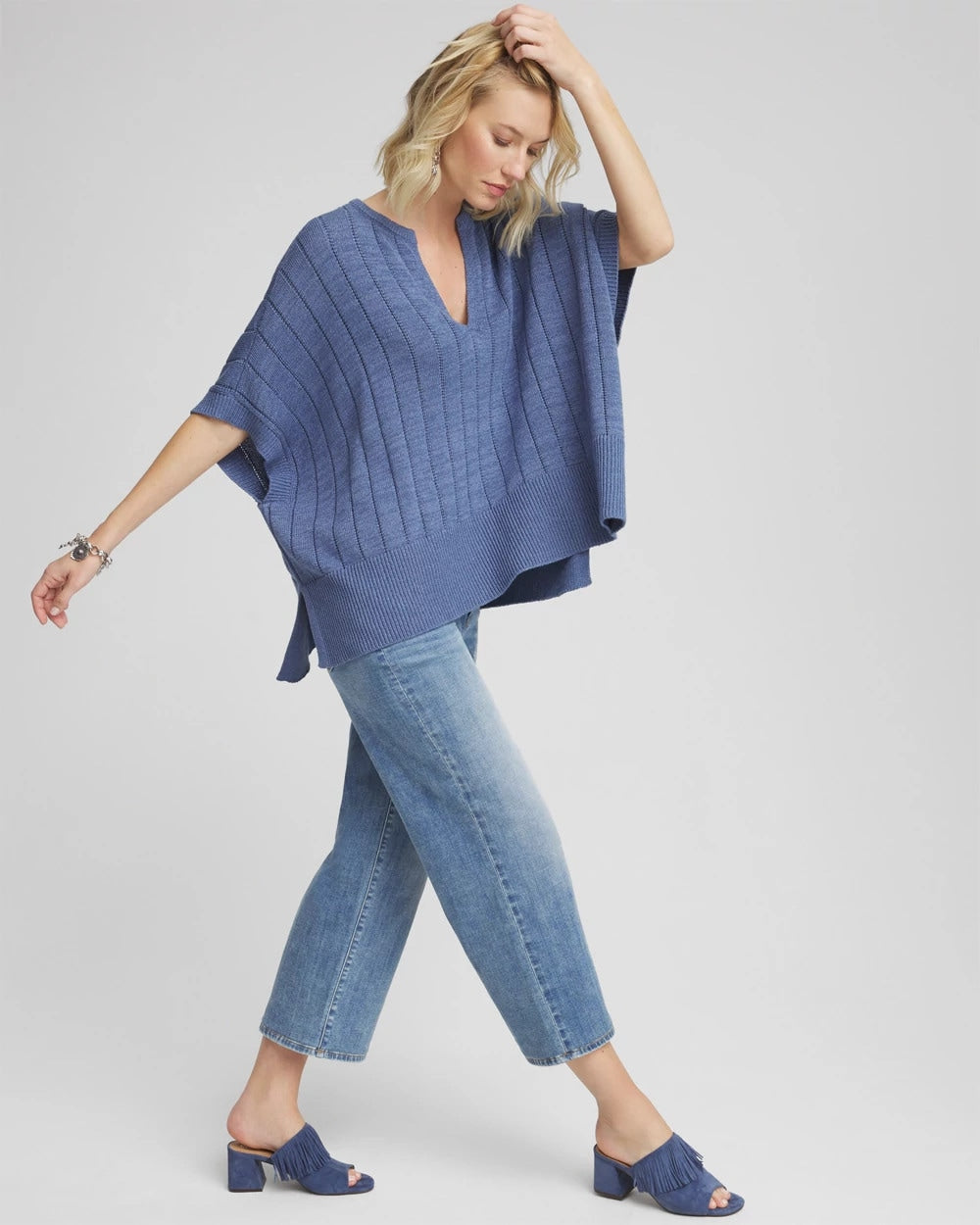 Open-Knit Splitneck Poncho - Chico's