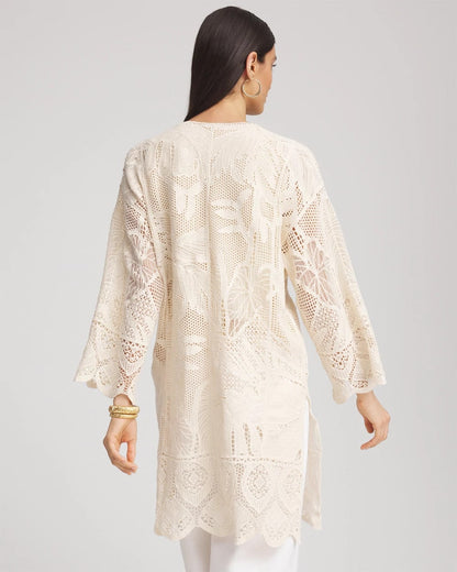 Cutwork Crochet-Lace Long Kimono - Chico's