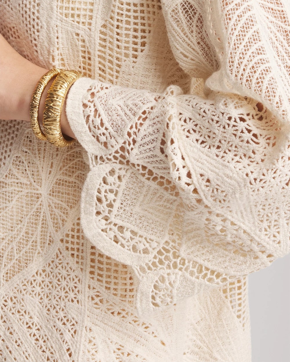 Cutwork Crochet-Lace Long Kimono - Chico's