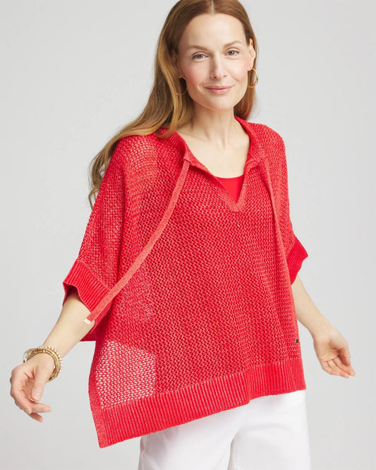 Sequin Open Knit Poncho - Chico's