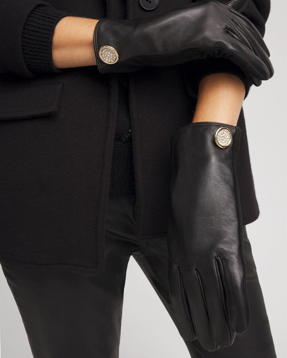 Leather Button Detail Gloves - Chico's