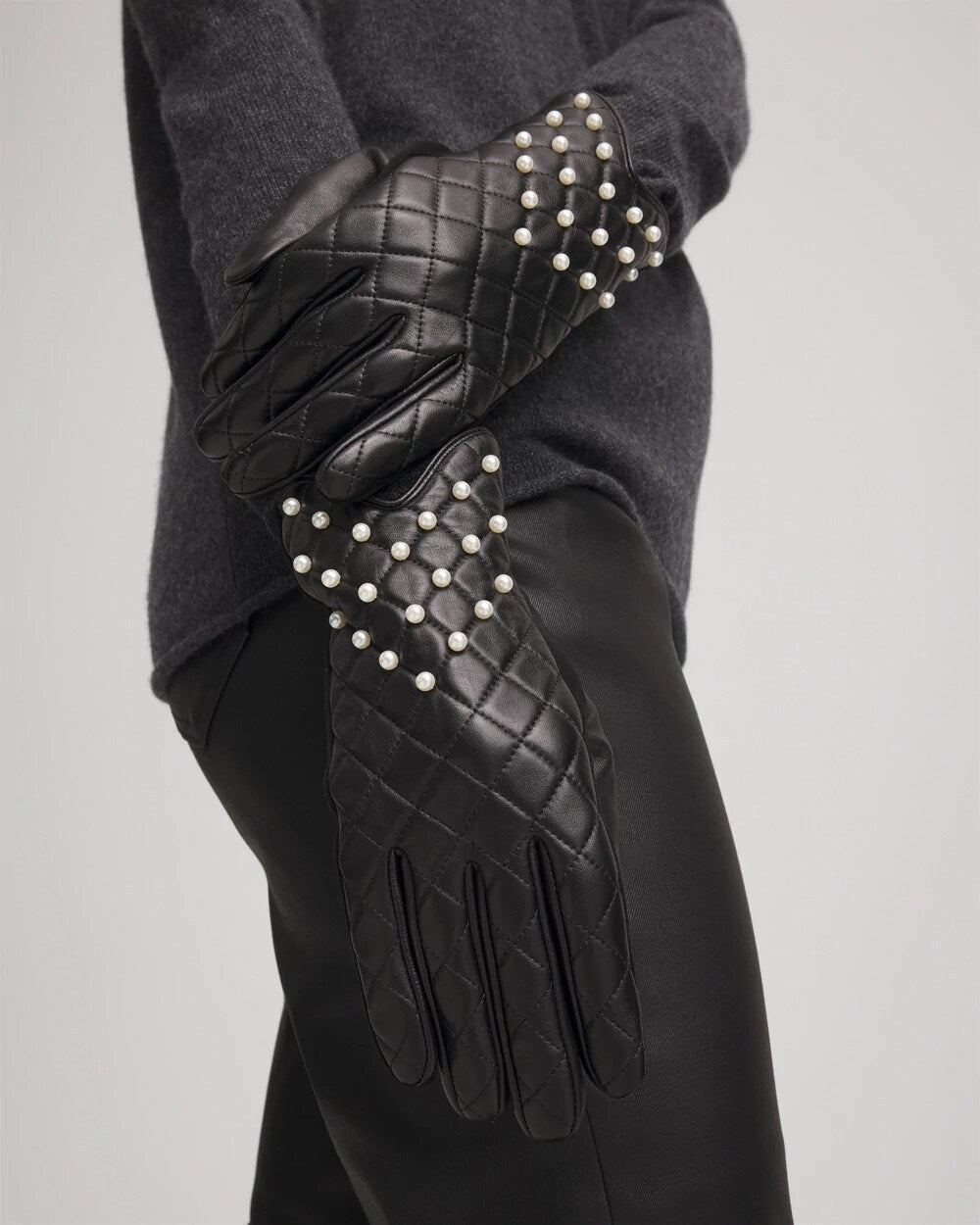 Leather Pearl Quilted Gloves - Chico's