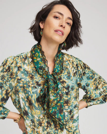 Printed Woven Ruffled Neck Scarf - Chico's