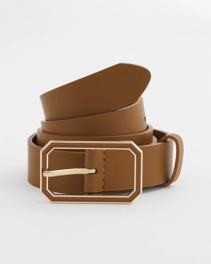 Cognac Enamel Buckle Trouser Belt - Chico's