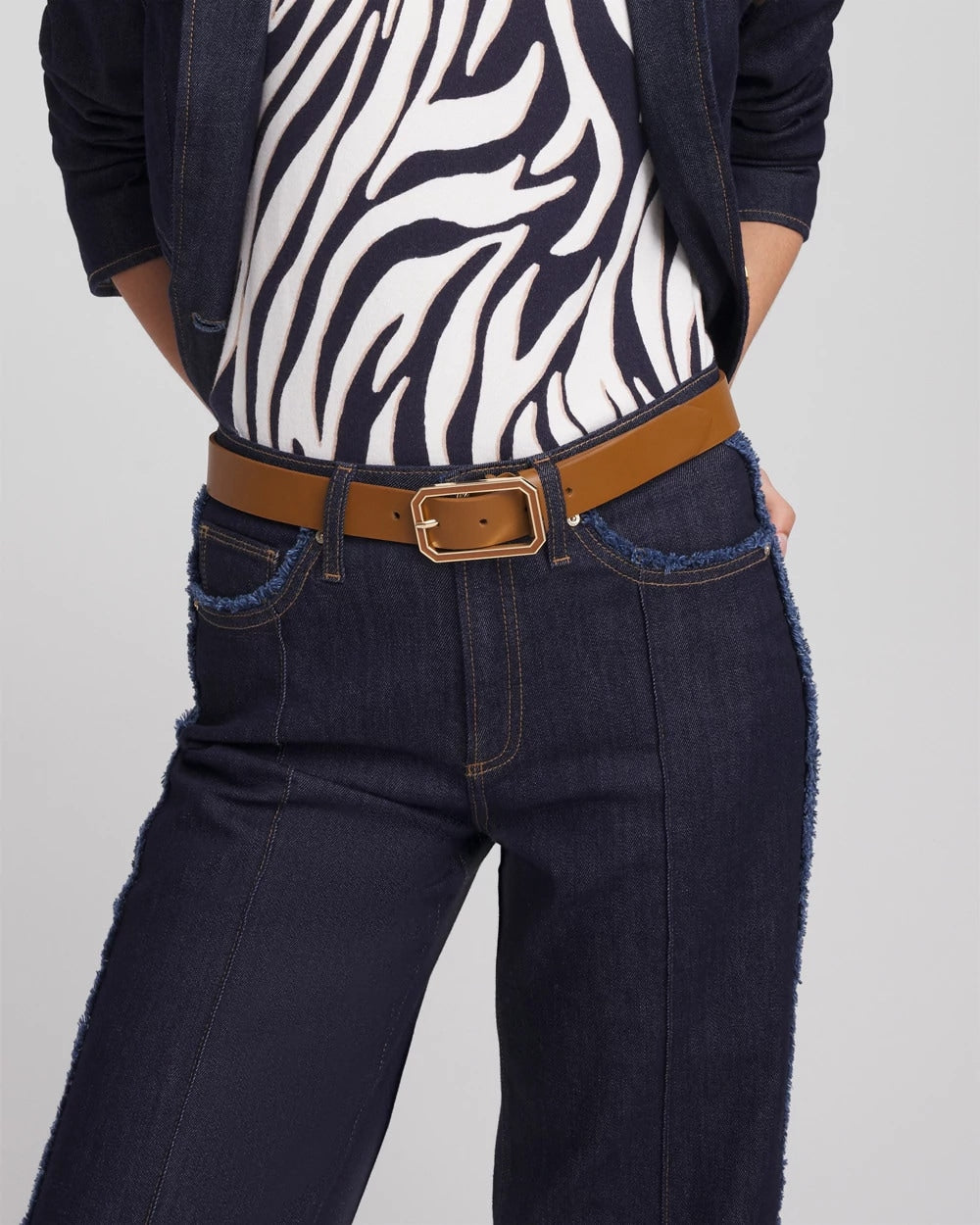 Cognac Enamel Buckle Trouser Belt - Chico's