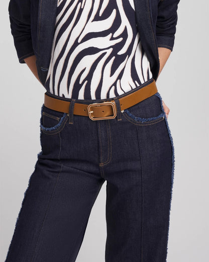Cognac Enamel Buckle Trouser Belt - Chico's