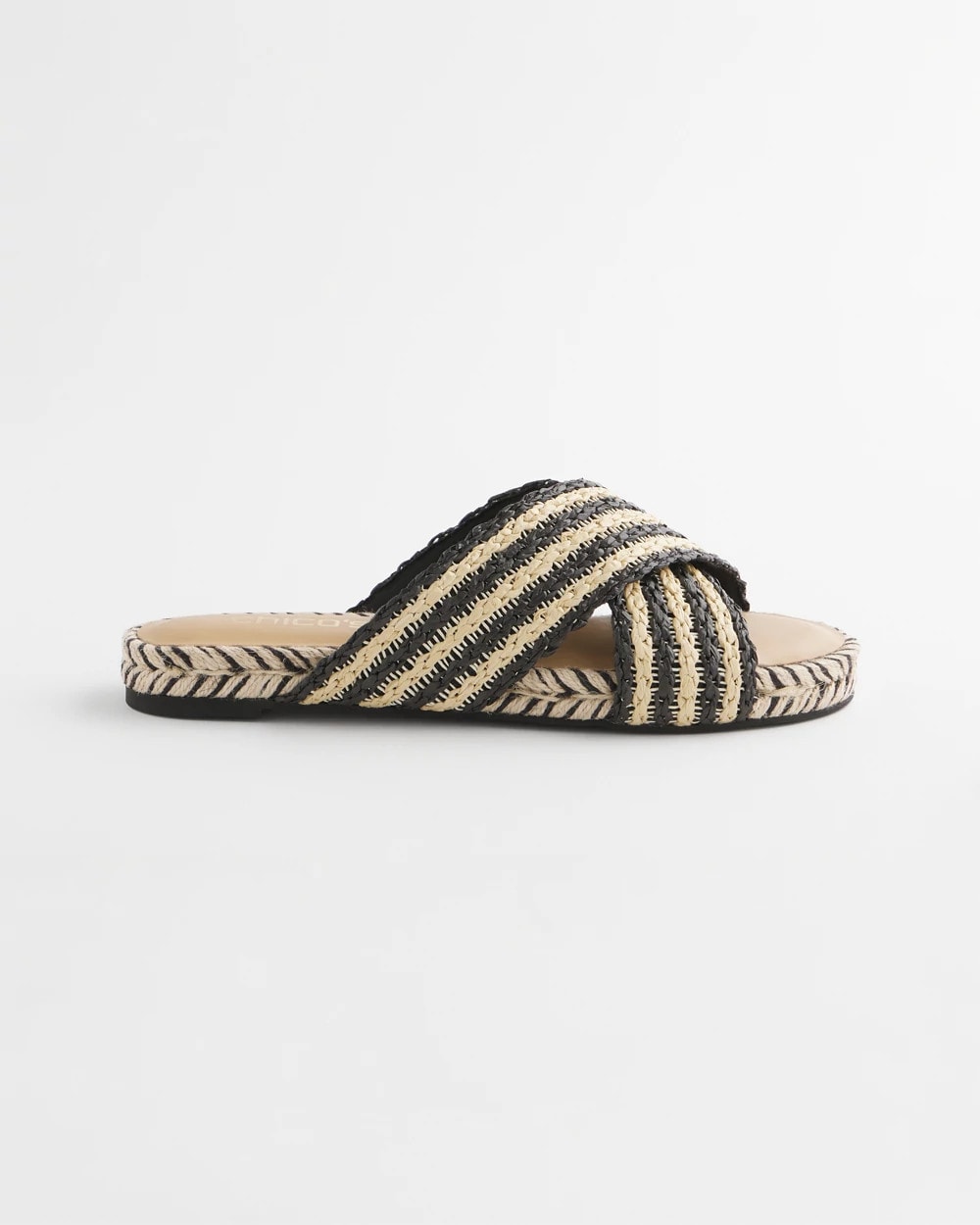 Striped Raffia Cross-Strap Slide Sandal - Chico's