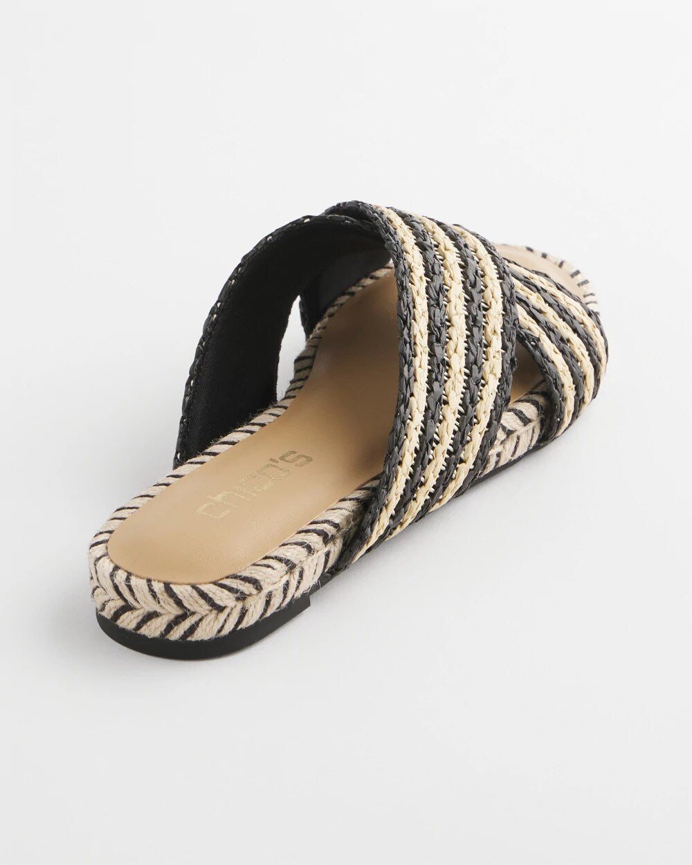 Striped Raffia Cross-Strap Slide Sandal - Chico's