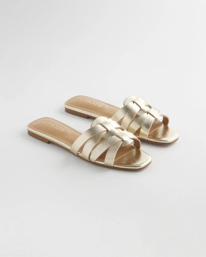 Leather Cassidy Cross-Strap Slide Shoes - Chico's