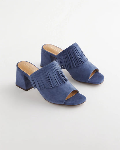 Blue Lotus Suede Fringe Block Heels - Chico's