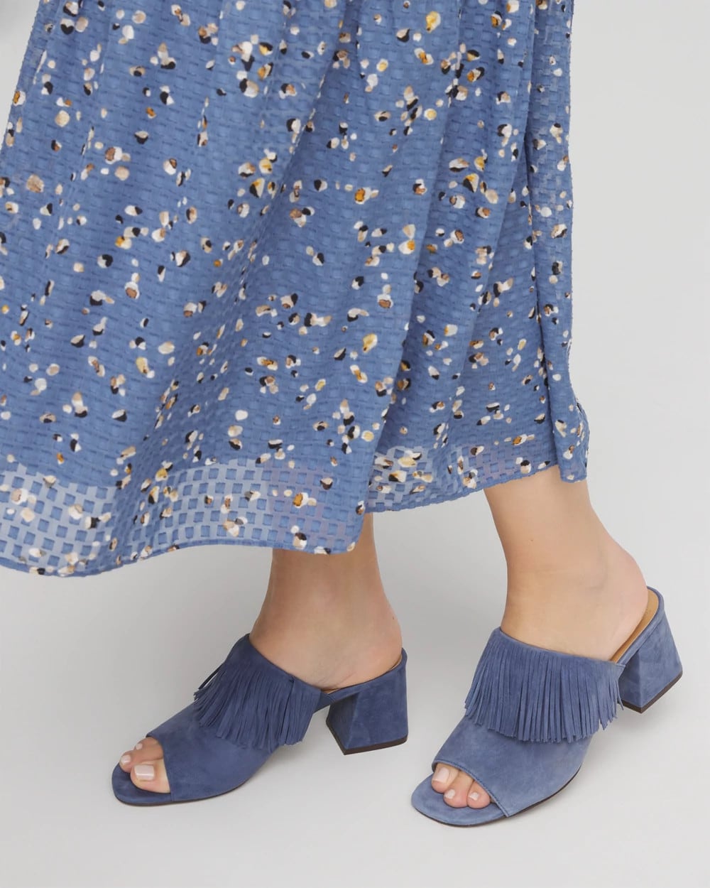Blue Lotus Suede Fringe Block Heels - Chico's