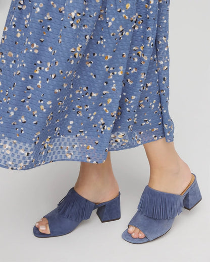 Blue Lotus Suede Fringe Block Heels - Chico's