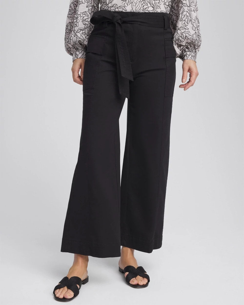 Petite Belted Twill Utility Cropped Pants - Chico's