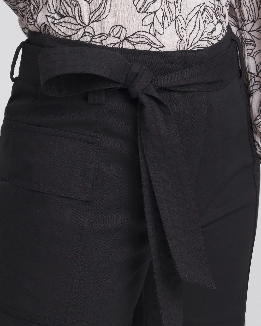Petite Belted Twill Utility Cropped Pants - Chico's