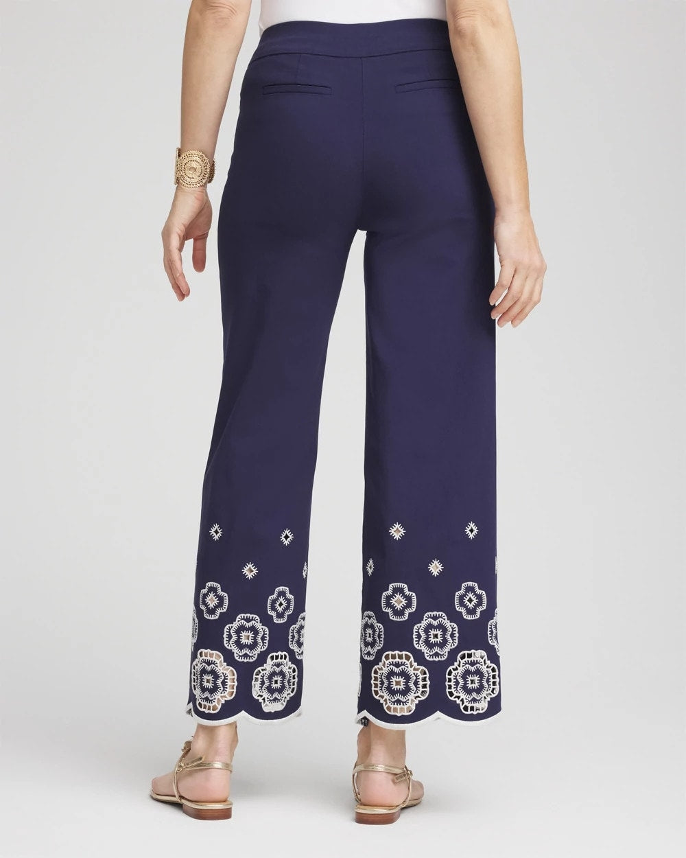 Petite Brigitte™ 180 Embroidered Wide-Leg Cropped Pants - Chico's