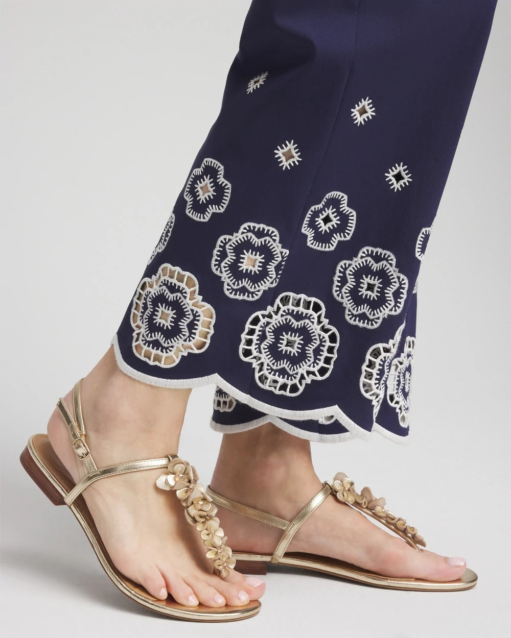 Petite Brigitte™ 180 Embroidered Wide-Leg Cropped Pants - Chico's