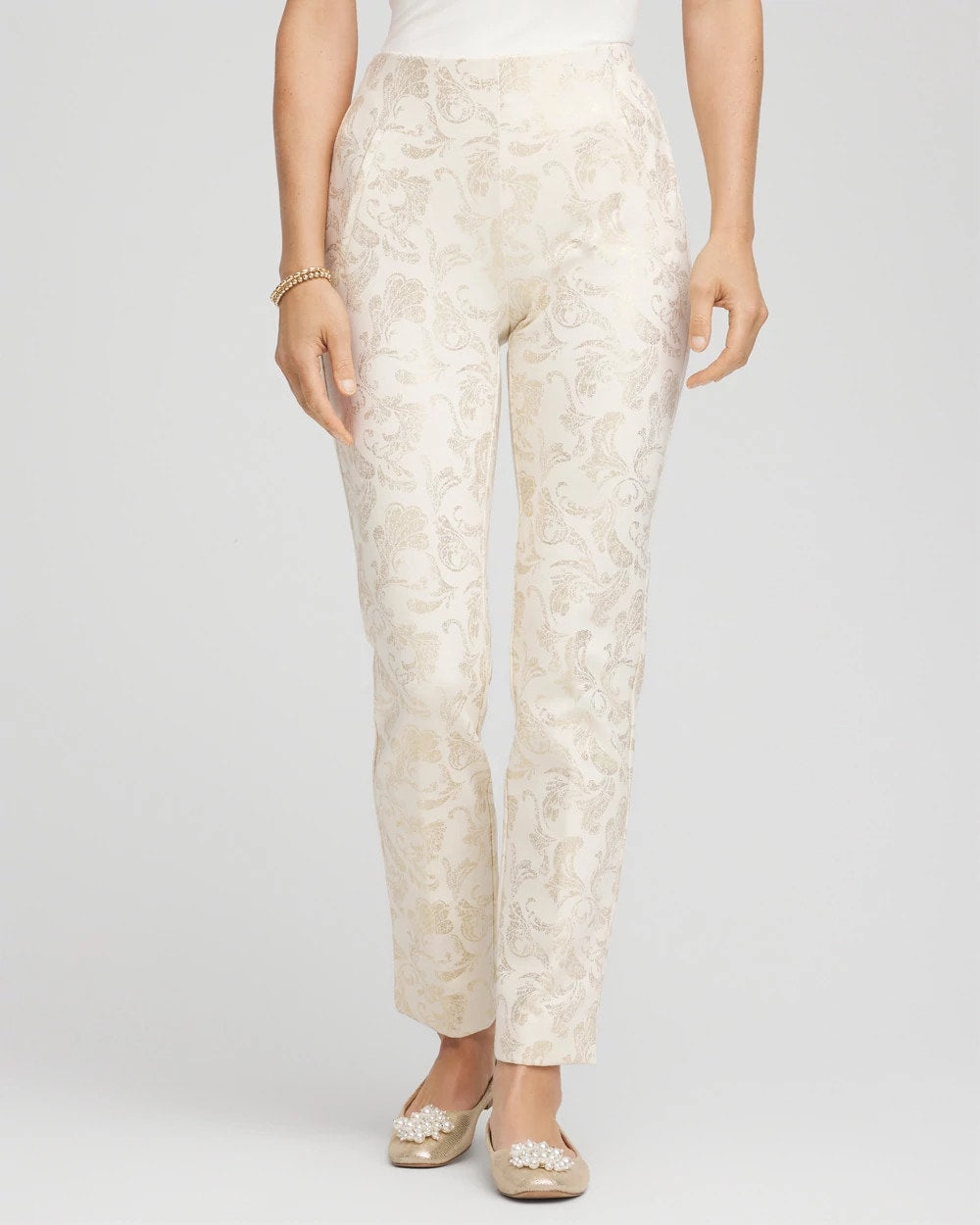 Petite Juliet Golden Foiled Slim Ankle Pants - Chico's
