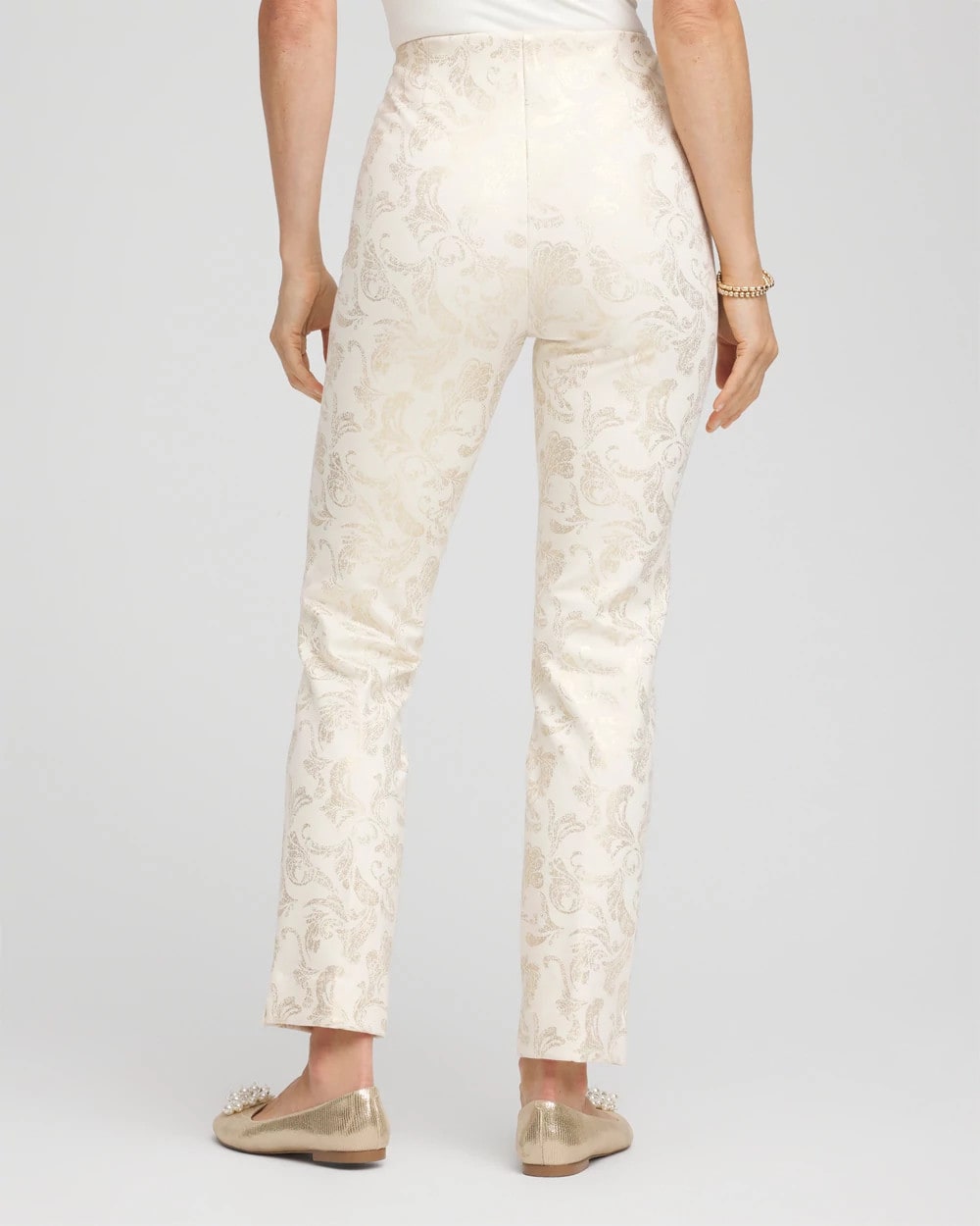 Petite Juliet Golden Foiled Slim Ankle Pants - Chico's
