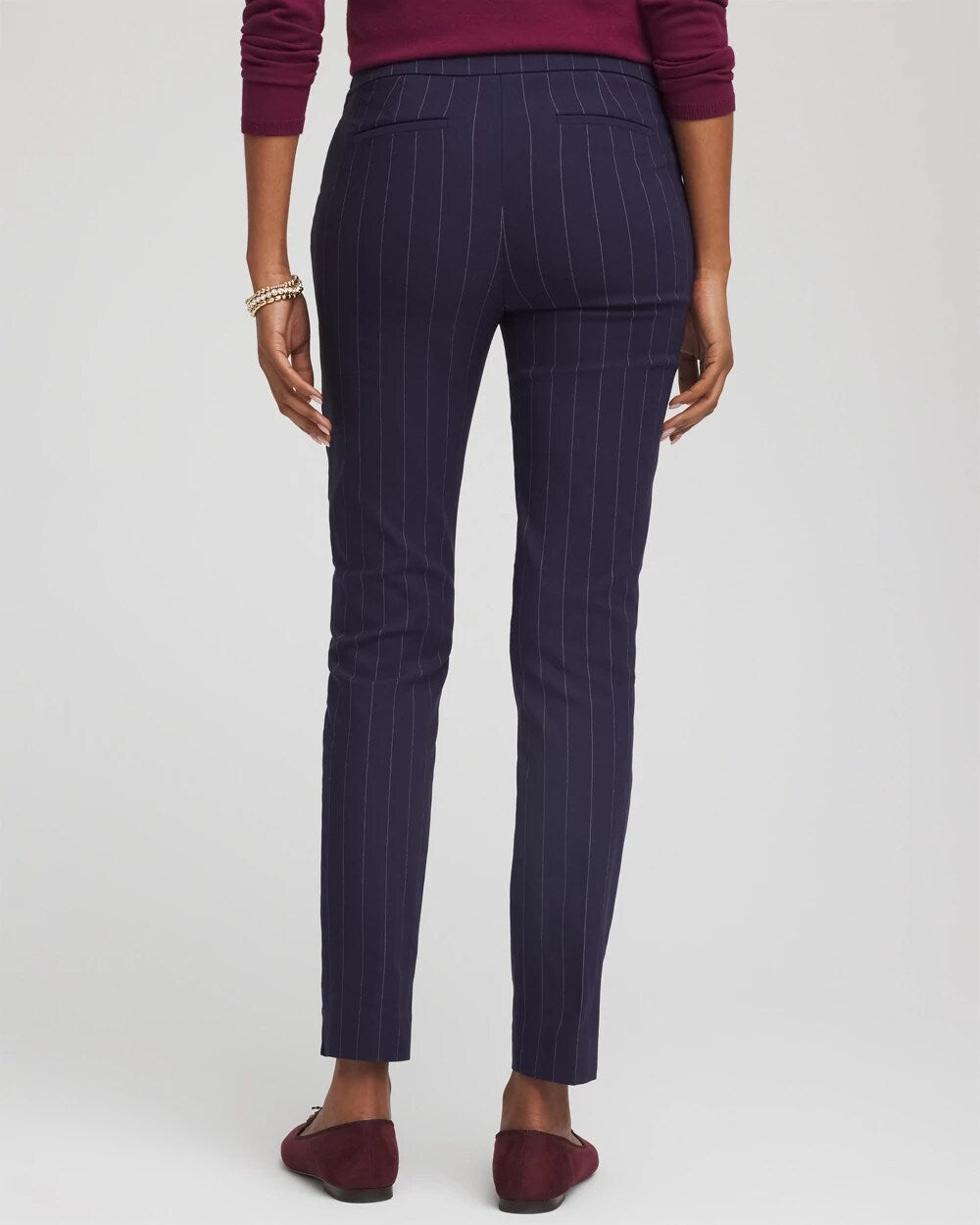 Petite Pinstriped Brigitte™ Slim Pull-On Ankle Pants - Chico's