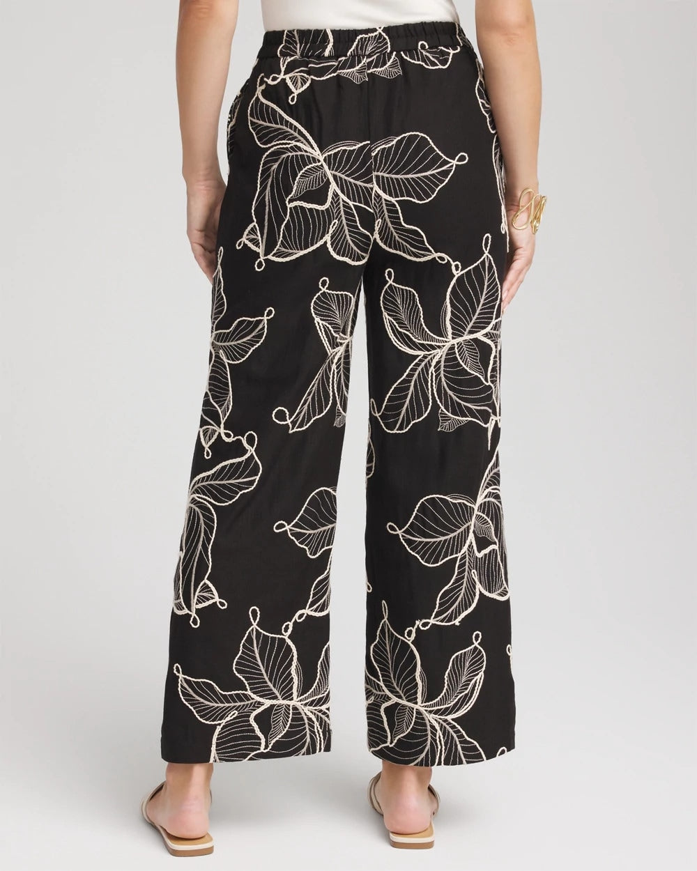 Petite Embroidered Wide-Leg Cropped Pants - Chico's