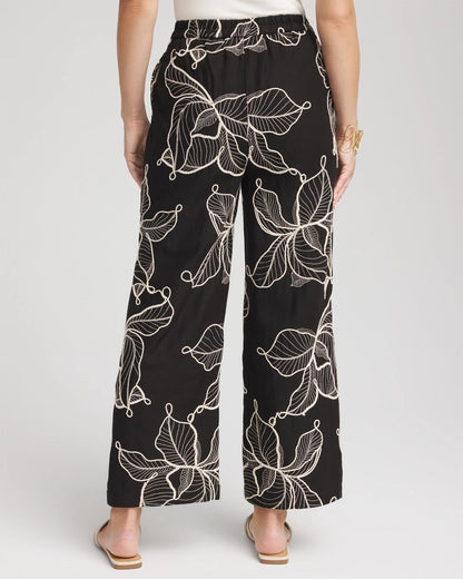 Petite Embroidered Wide-Leg Cropped Pants - Chico's