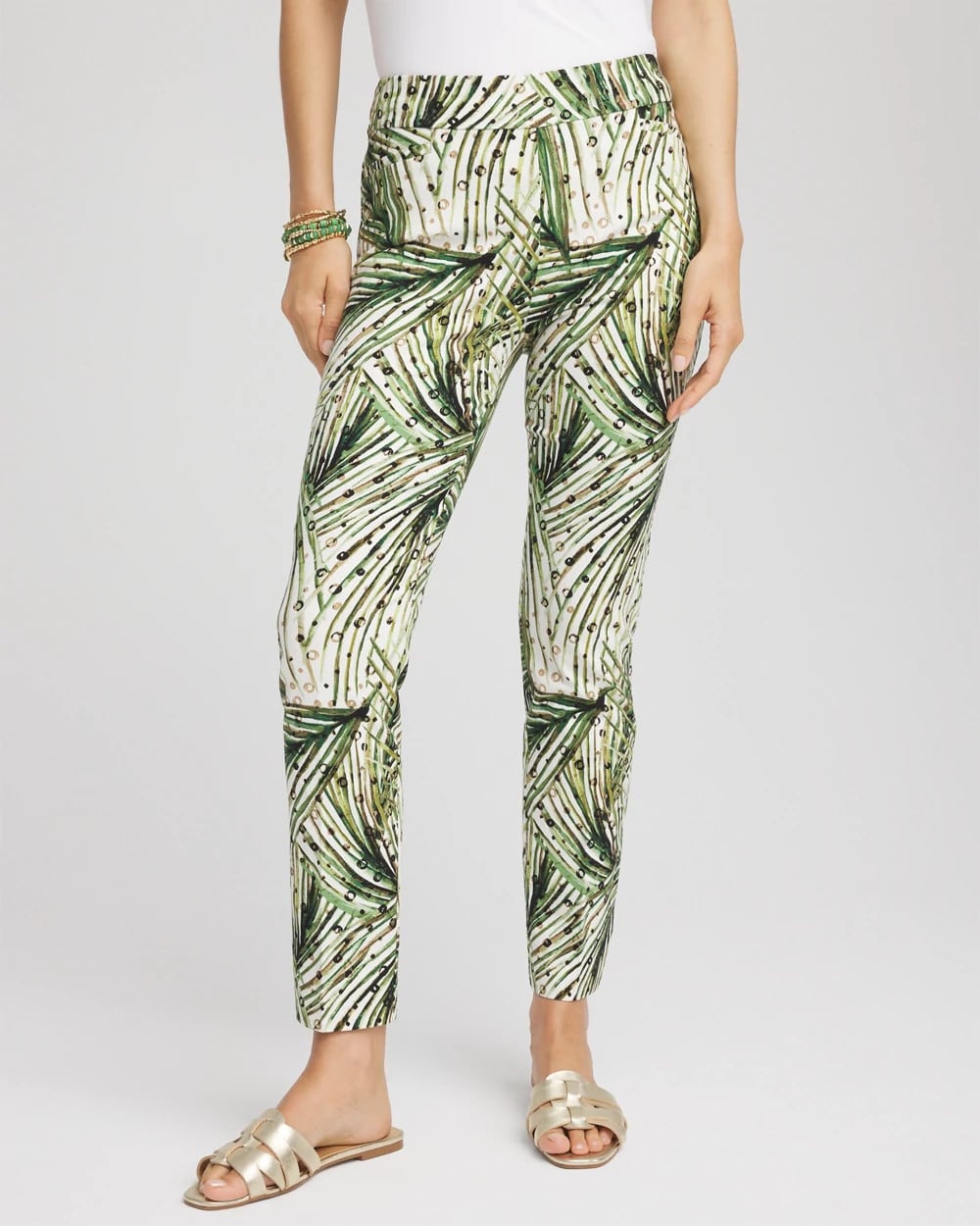 Petite Brigitte™ Slim Ankle Palm-Print Pants - Chico's