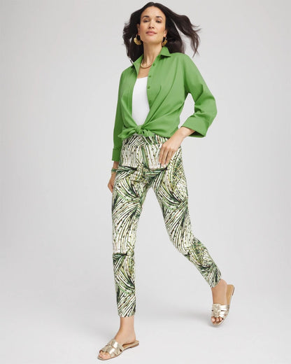 Petite Brigitte™ Slim Ankle Palm-Print Pants - Chico's