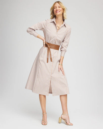 Petite Vanilla Chai Striped Shirtdress - Chico's