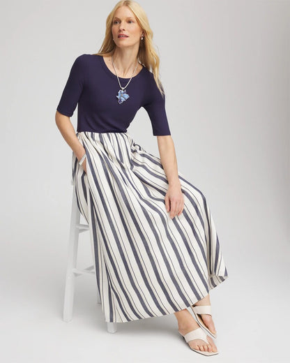 Petite Mixed Metallic Striped Maxi Dress - Chico's