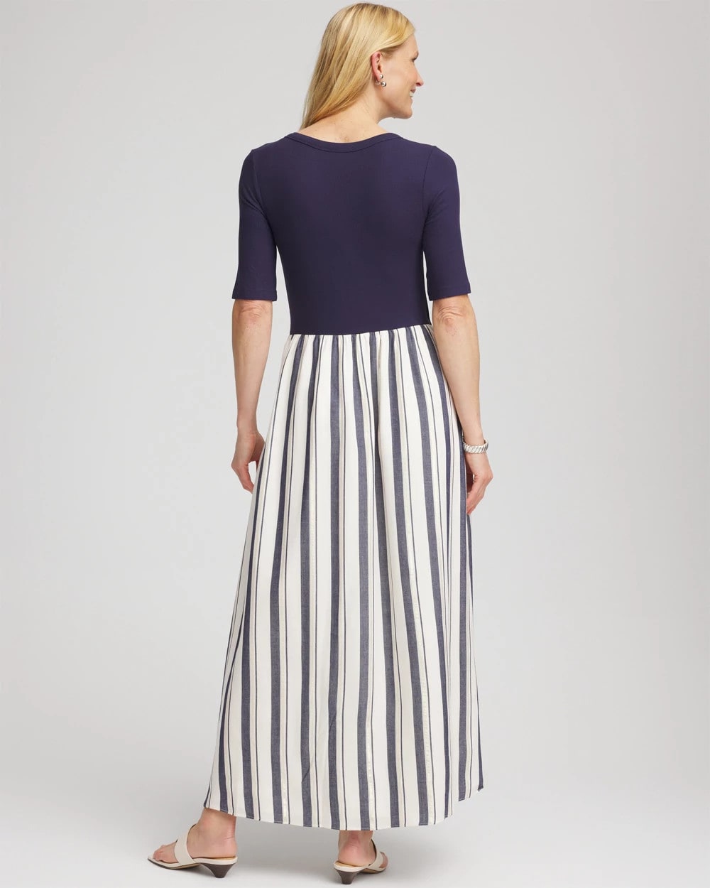 Petite Mixed Metallic Striped Maxi Dress - Chico's