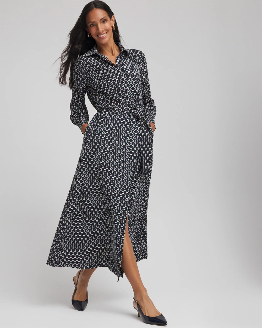 Petite Chain Print Maxi Shirtdress - Chico's