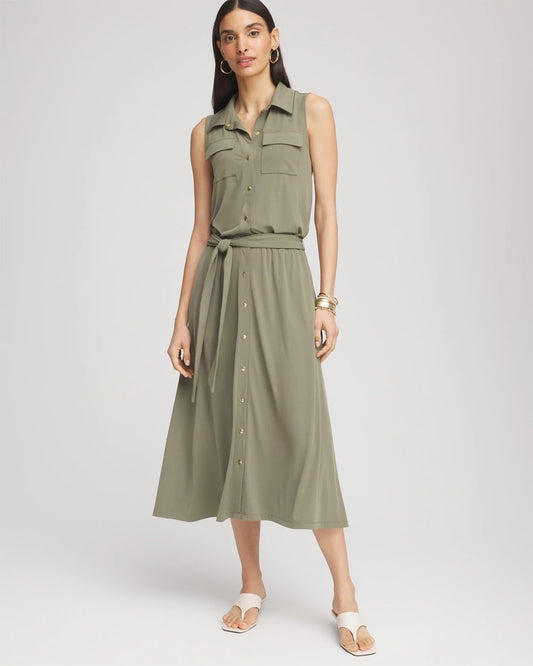 Petite Travelers™ Knit Sleeveless Shirtdress - Chico's