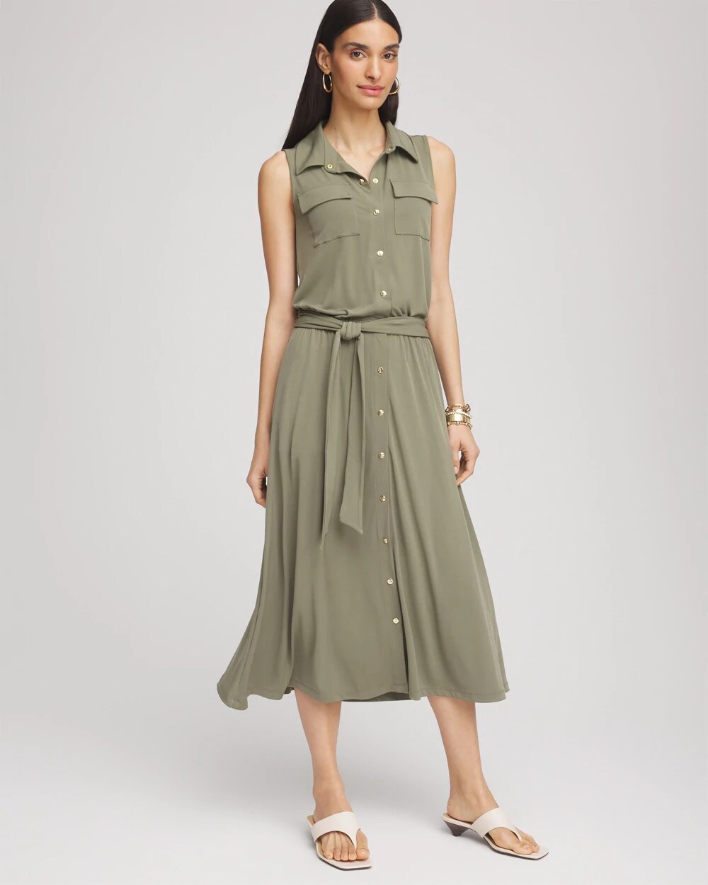 Petite Travelers™ Knit Sleeveless Shirtdress - Chico's
