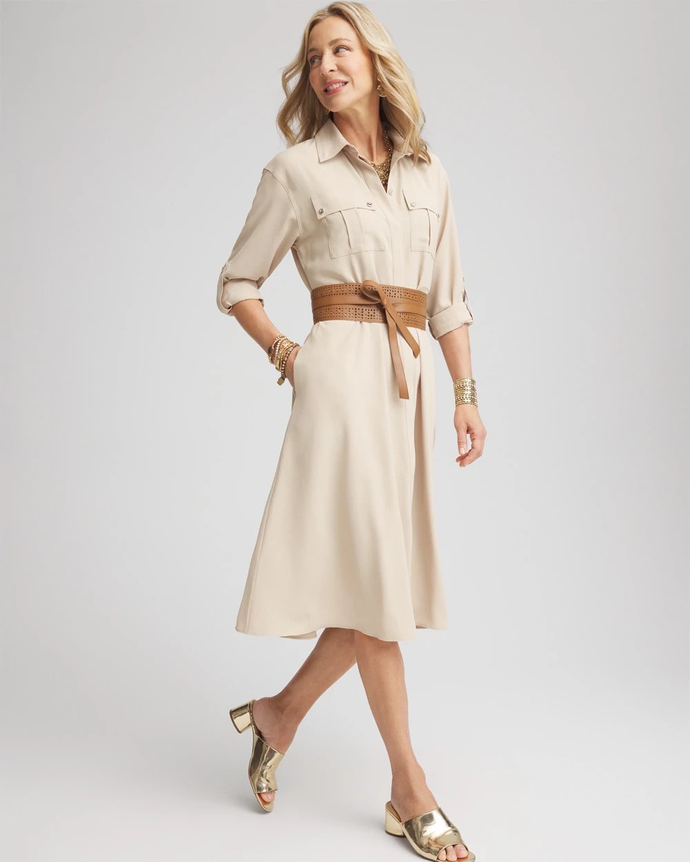 Twill Belted Midi Shirtdress - Chico's