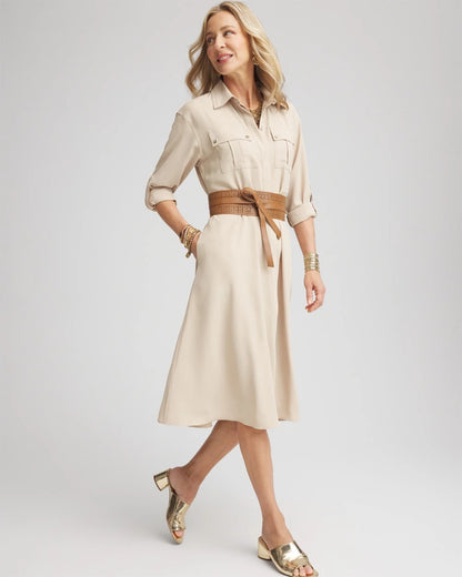 Twill Belted Midi Shirtdress - Chico's