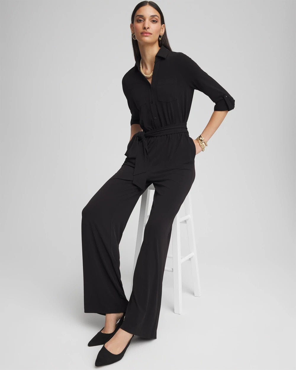 Petite Belted Jersey Maxi Jumpsuit - Chico's