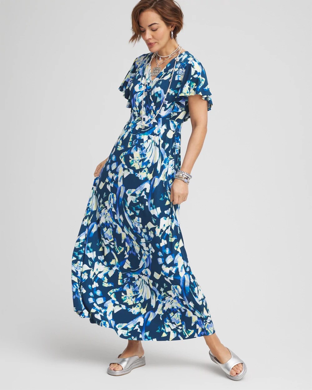Petite Flutter Sleeved Jersey Maxi Dress - Chico's