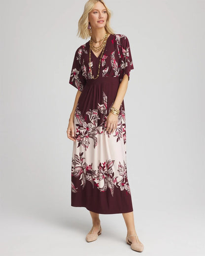 Petite Floral Flutter-Sleeve Maxi Dress - Chico's