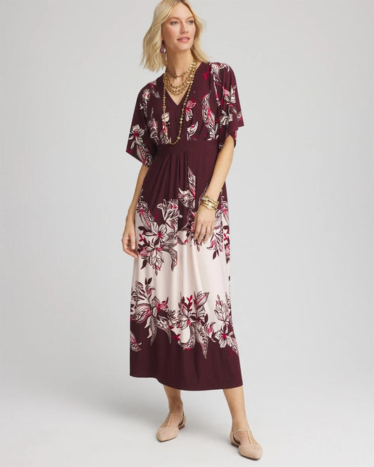 Petite Floral Flutter-Sleeve Maxi Dress - Chico's
